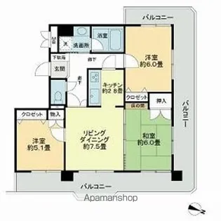 ライオンズマンション諏訪野【3階】の間取り