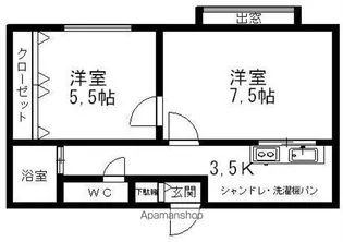 澄川第三銀座パレス【4階】の間取り