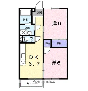 ビーバビラ広川【2階】の間取り