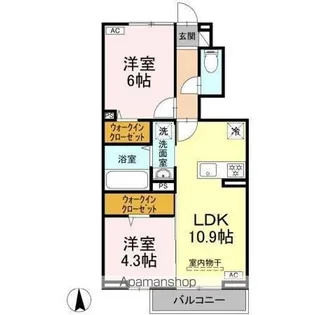 トリシア西石井【1階】の間取り