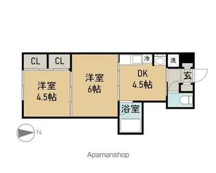 クレスト連坊【4階】の間取り
