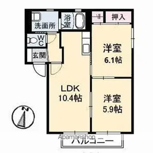 レスポワール小島B棟【1階】の間取り