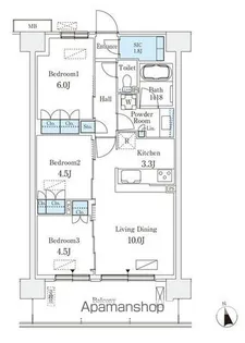 スカイグランデ津田沼【4階】の間取り