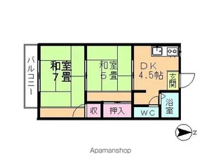 ゆりの宮コーポ【203号室】の間取り