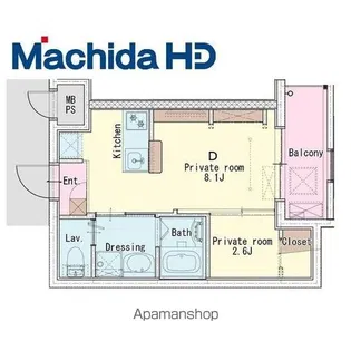 西湊町ジーイー・ディス【2FD号室】の間取り