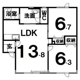 メゾンK.RⅠ【2階】の間取り