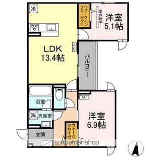 D PAINA 子母口II【2階】の間取り
