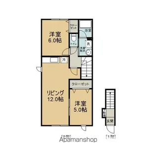 メープルハイツ筒井D【2-1号室】の間取り