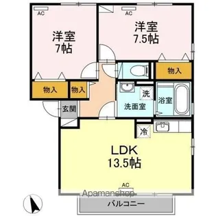 リビングタウン向中野 E【2階】の間取り