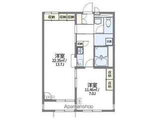 レオパレスアイコート川南【1階】の間取り