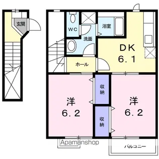 グランドゥール山川壱番館【2階】の間取り