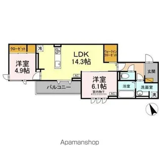 2LDKの間取り画像