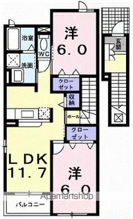 ヴェルデンスA【2階】の間取り