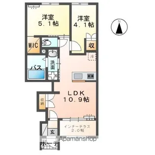 CENTRAL GARDEN Ⅱ【102号室】の間取り