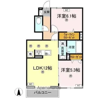 フィオーレガーデン阿南【1階】の間取り