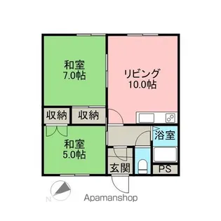 コ−ポ河内【10号室号室】の間取り