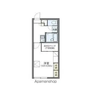 レオパレスオールドリバー清田【208号室】の間取り