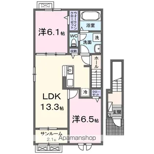 テラス西七日町【2階】の間取り