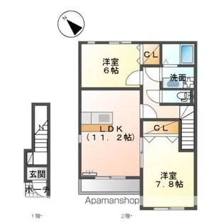 フルハウス板垣【201号室】の間取り