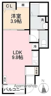ベルソーレ木太町【102号室】の間取り