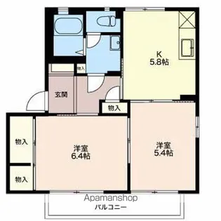長野県長野市三輪8丁目【アパート】の間取り
