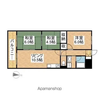 メゾンソレイユ【402号室】の間取り