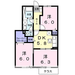 パレス逢隈【1階】の間取り