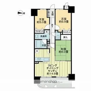 ライオンズマンション北梅田【3階】の間取り