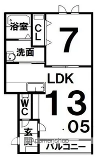 トレイブルックK館【1階】の間取り
