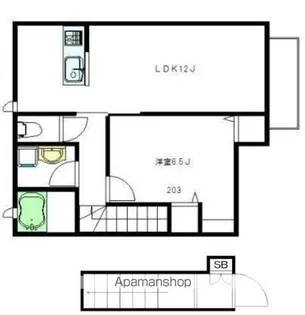 ヴィラピネド【203号室】の間取り
