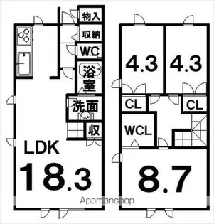 メゾネクレール【A号室】の間取り