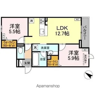 ベルヴィル古川町【2階】の間取り