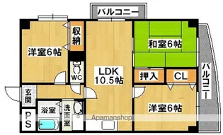 グロワール北花田【3階】の間取り