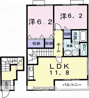メゾニティー B【B202号室】の間取り