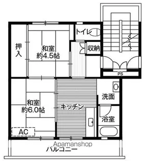 ビレッジハウス二ツ島2号棟【5階】の間取り