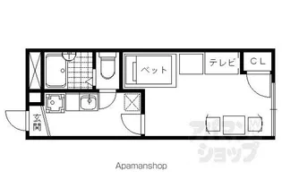 レオパレス川端御池【107号室】の間取り