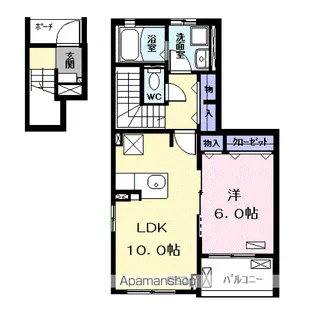 ファインアヴェニューサイドB【2階】の間取り