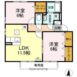 エスポアール エスト B棟【1階】の間取り