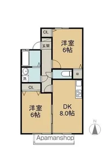 メゾン若宮【B203号室】の間取り