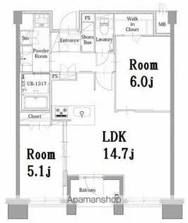 エンクレスト呉服町【15階】の間取り