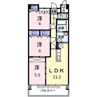 グランソレイユ西中央【5階】の間取り
