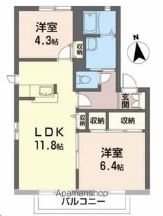 グリーンフィールズⅠ【201号室】の間取り