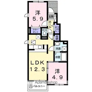 ジュネス・SOGO A【1階】の間取り