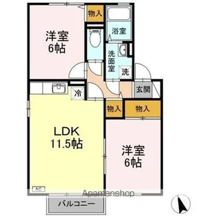 アネシスハイツ Ⅰ号館【1階】の間取り