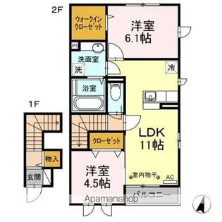 ボンジュール相模大野B【2階】の間取り