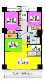 アイランドシティ・ヴェルデコートⅠ区4番館1202号【12階】の間取り