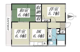シャトルさつき【1階】の間取り