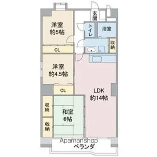 レジデンス栄光【5階】の間取り