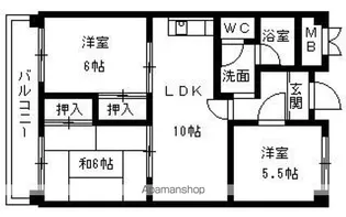 第2マンション寺直【401号室】の間取り