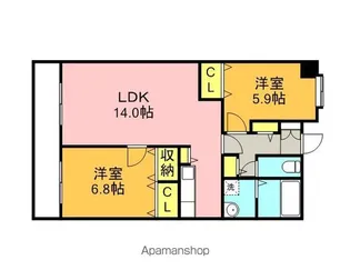 リジェール箱崎【7階】の間取り